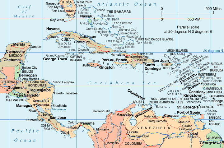 map of Carribean Islands