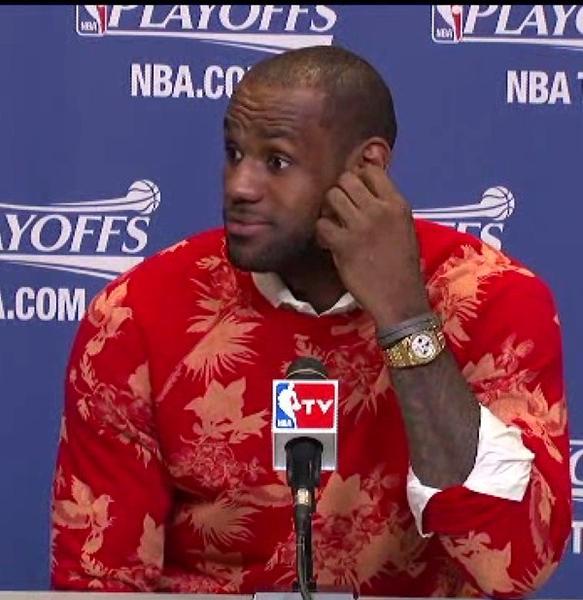 LeBron James in a floral shirt