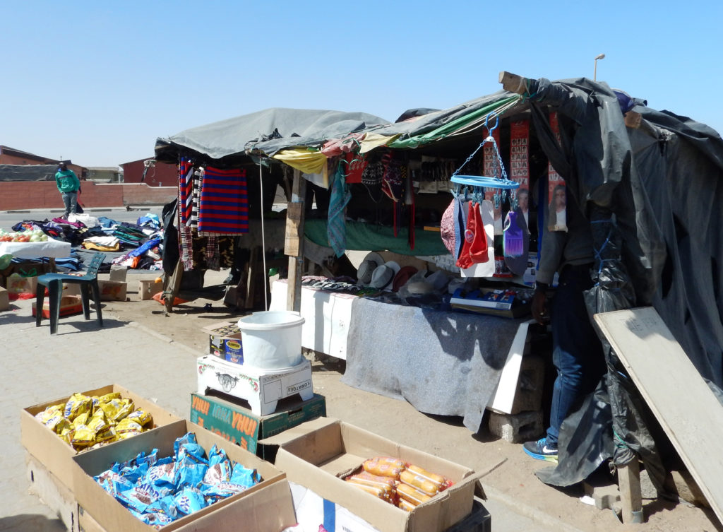The market stands provide a wide variety of goods.